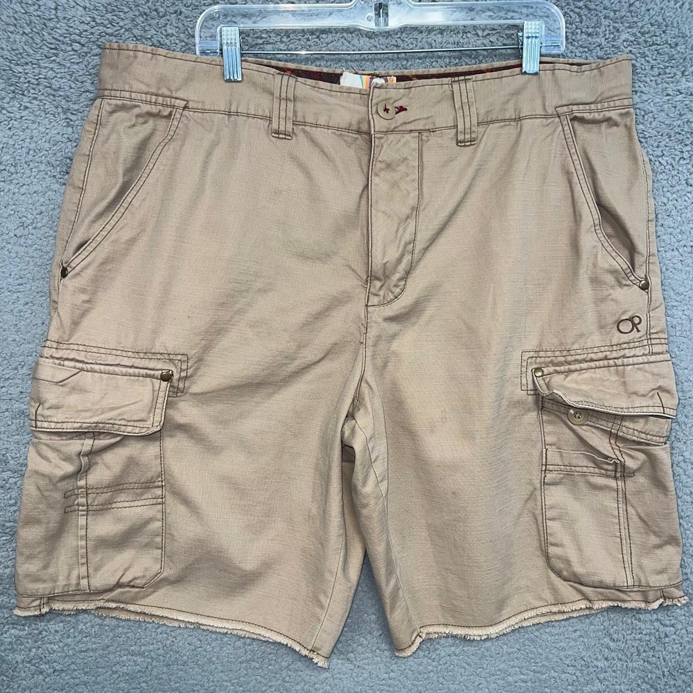 OP Ocean Pacific Cargo Shorts Men's Sz 41x10 Khaki Utility Multi Pocket Cargo